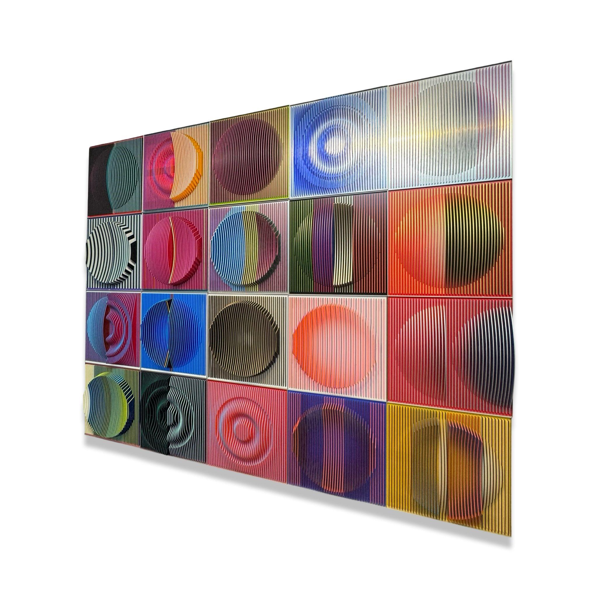 Portholes group of 20 - Contemporary Mixed Media Art by J. Margulis