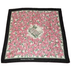 Vintage J. Matz's Wonderfull "Mansion Among Field Of  Wild Tulips" Silk Jacquard Scarf