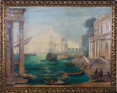 J. May after Claude Lorrain - 1970 Oil, The Embarkation of the Queen of Sheba