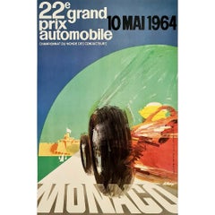 Original poster for the 22nd Grand Prix of Monaco in 1964 - Formula 1 racing