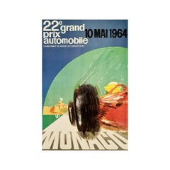 Original poster for the 22nd Grand Prix of Monaco in 1964 - Formula 1 racing