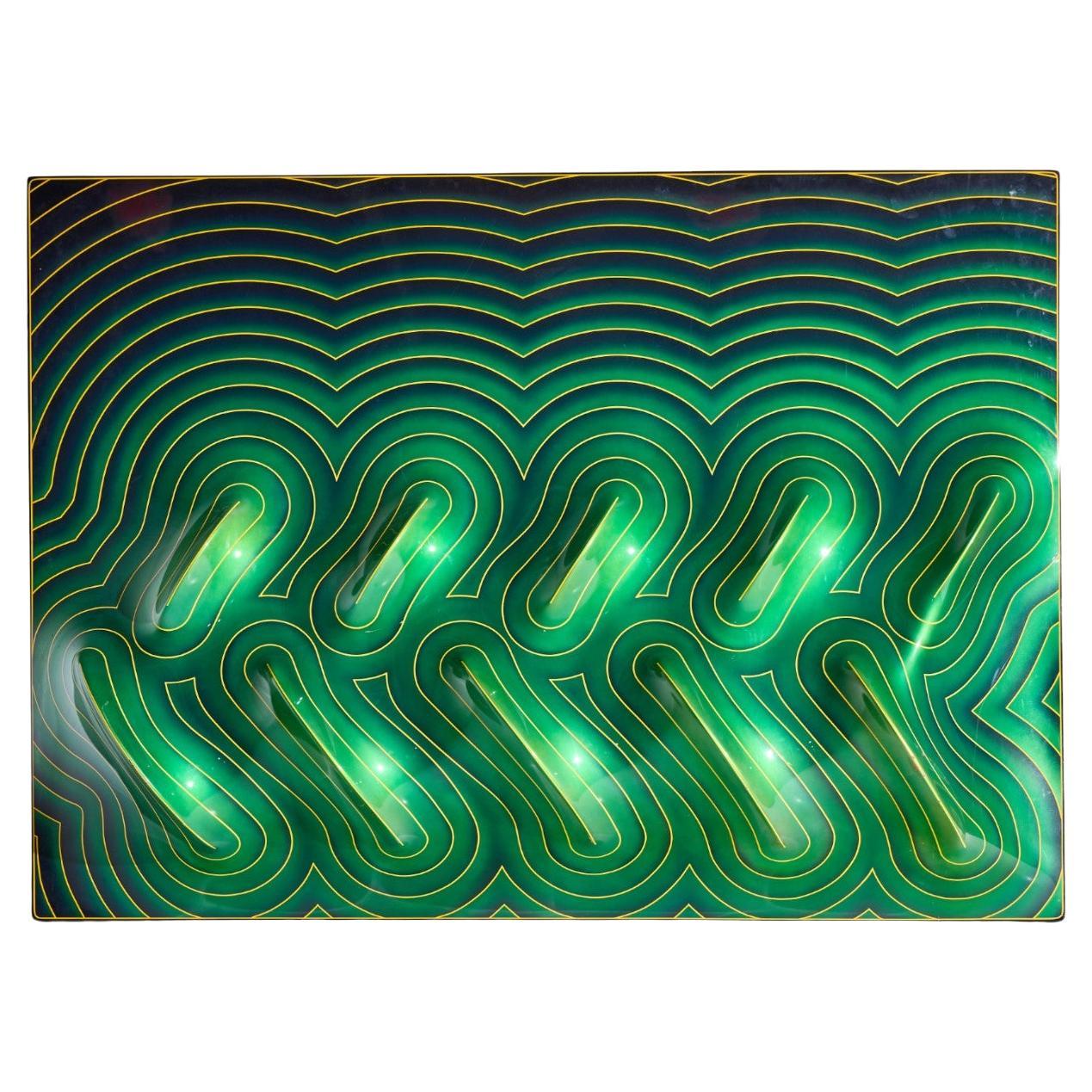 J. McCarthy Mid Century 1977 Strawberry Fields Large Green Fiberglass Wall Art