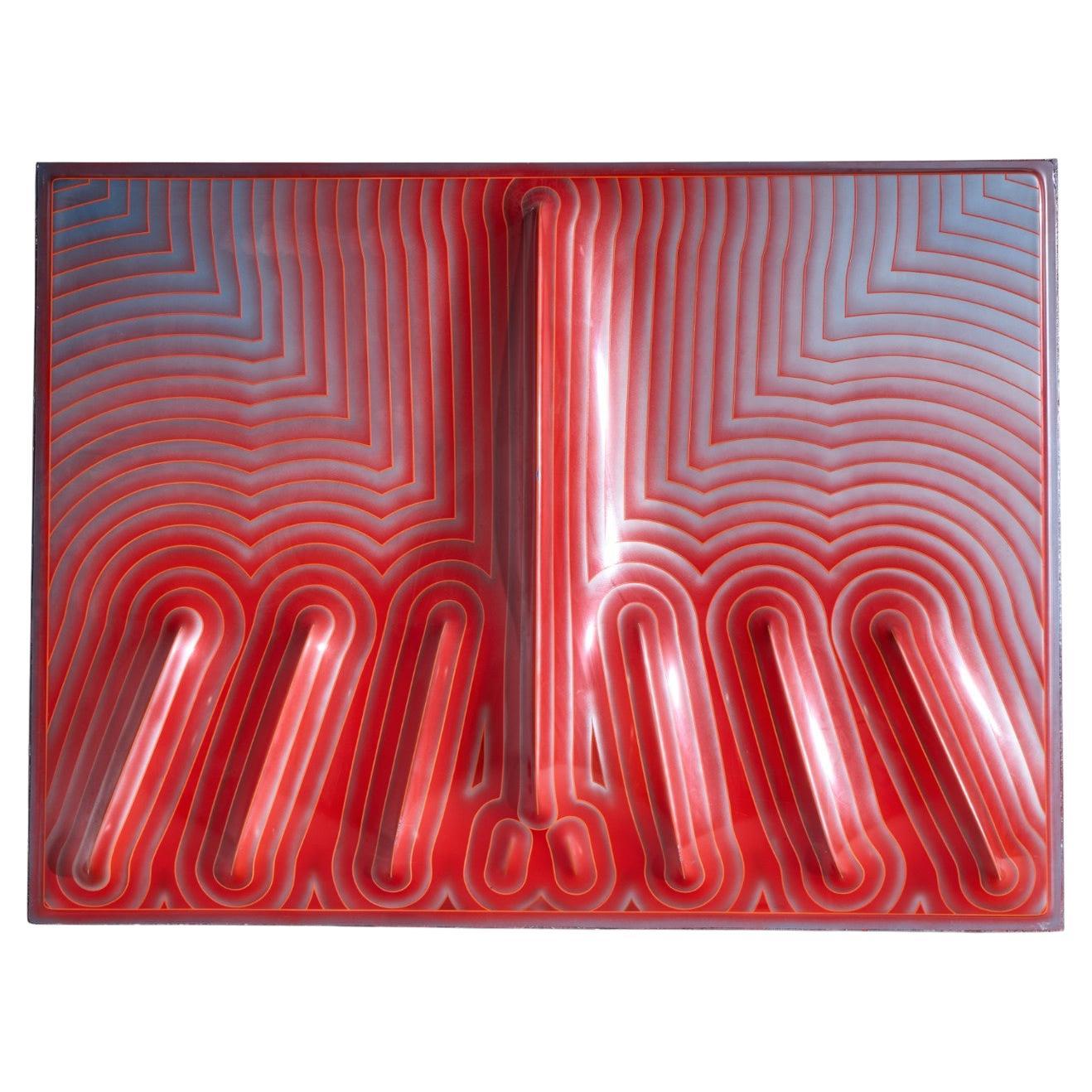 J. McCarthy Mid Century 1977 Strawberry Fields Large Red Fiberglass Wall Art