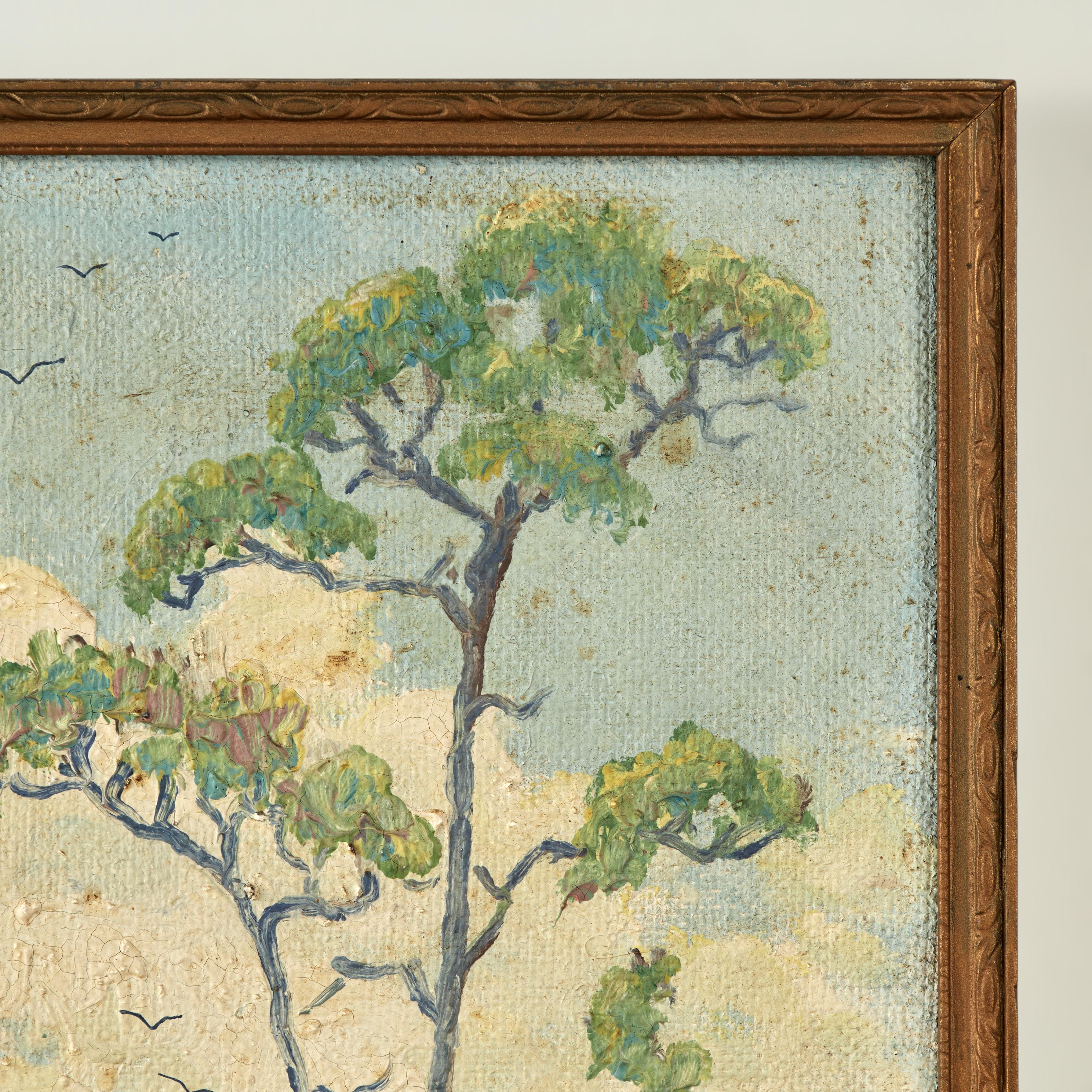 Pittura a olio di alberi e uccelli dell'artista della Florida J Melvin Ziegler - Painting Minimalismo di J. Melvin Ziegler