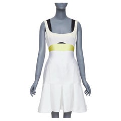 J Mendel 2014 Abito da cocktail con scollo a pallina in seta gialla e nera US4 S
