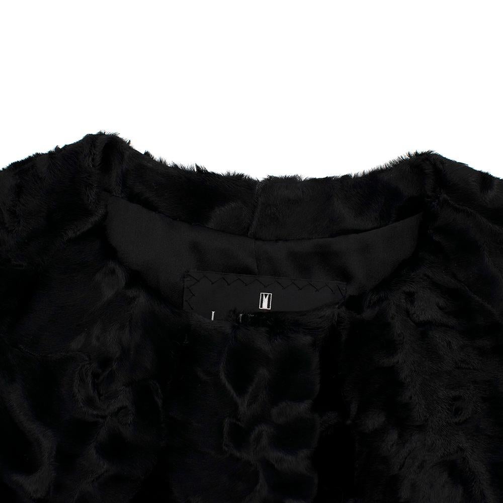 J Mendel Black Astrakhan Fur Collarless Coat - Size US 8 In Excellent Condition In London, GB