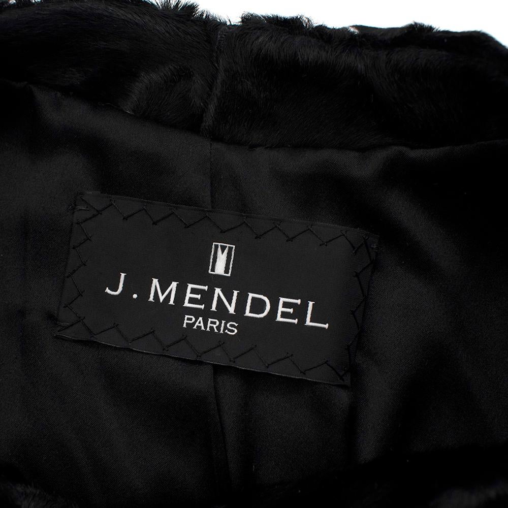 Women's or Men's J Mendel Black Astrakhan Fur Collarless Coat - Size US 8