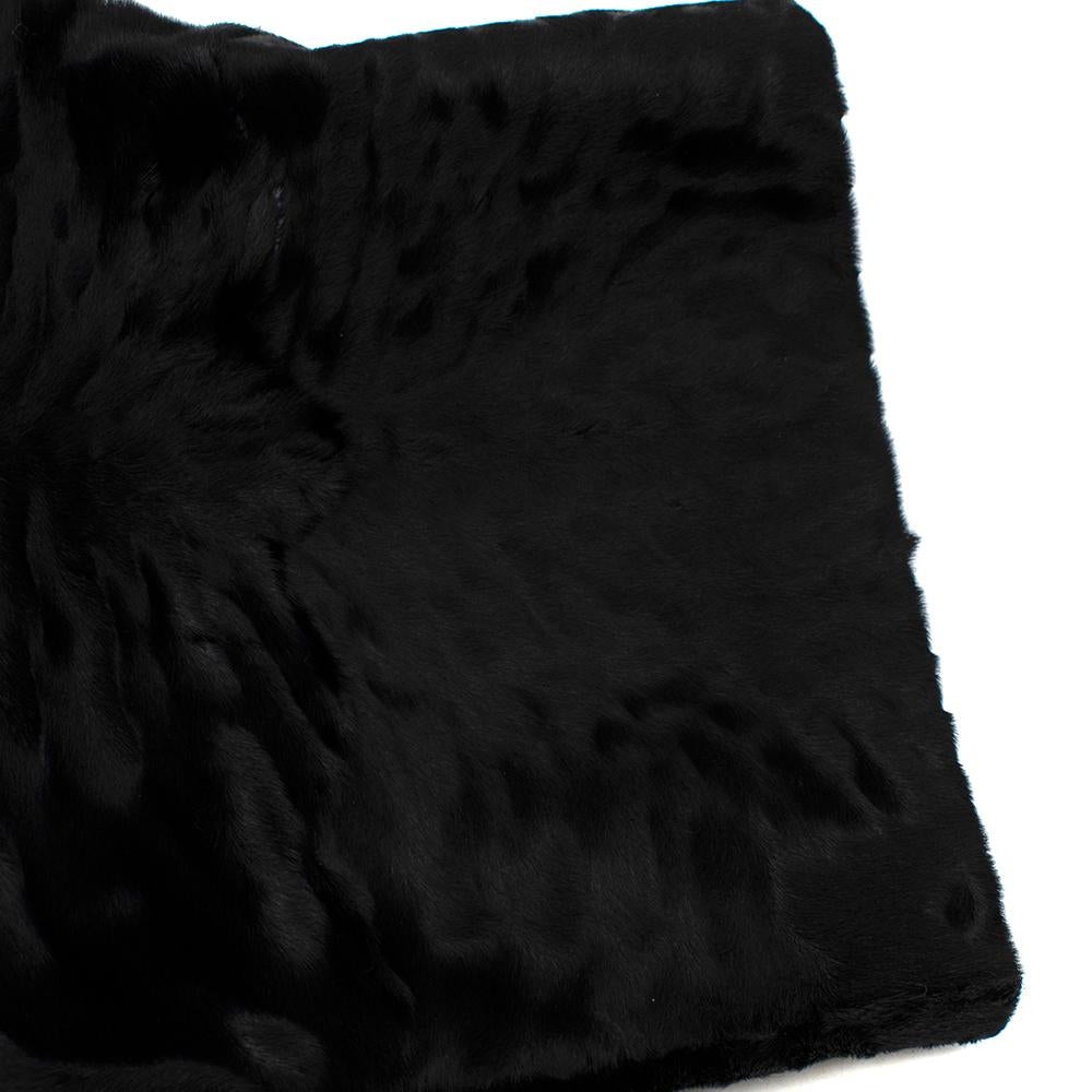 J Mendel Black Astrakhan Fur Collarless Coat - Size US 8 2