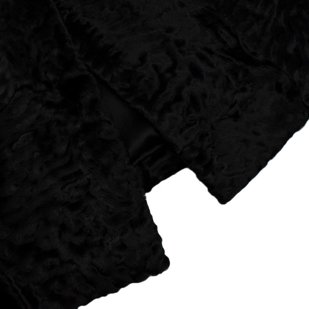 J Mendel Black Astrakhan Fur Collarless Coat - Size US 8 3