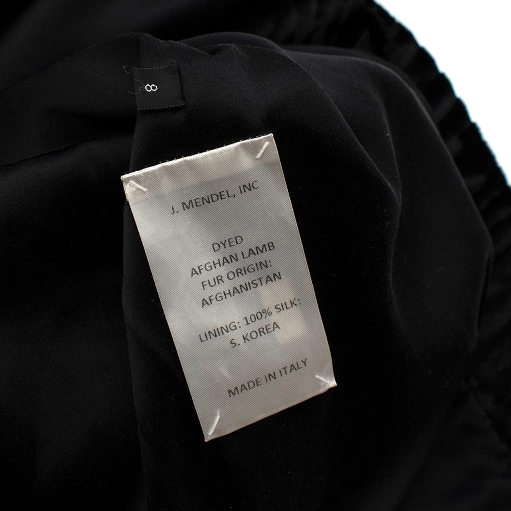 J Mendel Black Astrakhan Fur Collarless Coat - Size US 8 4