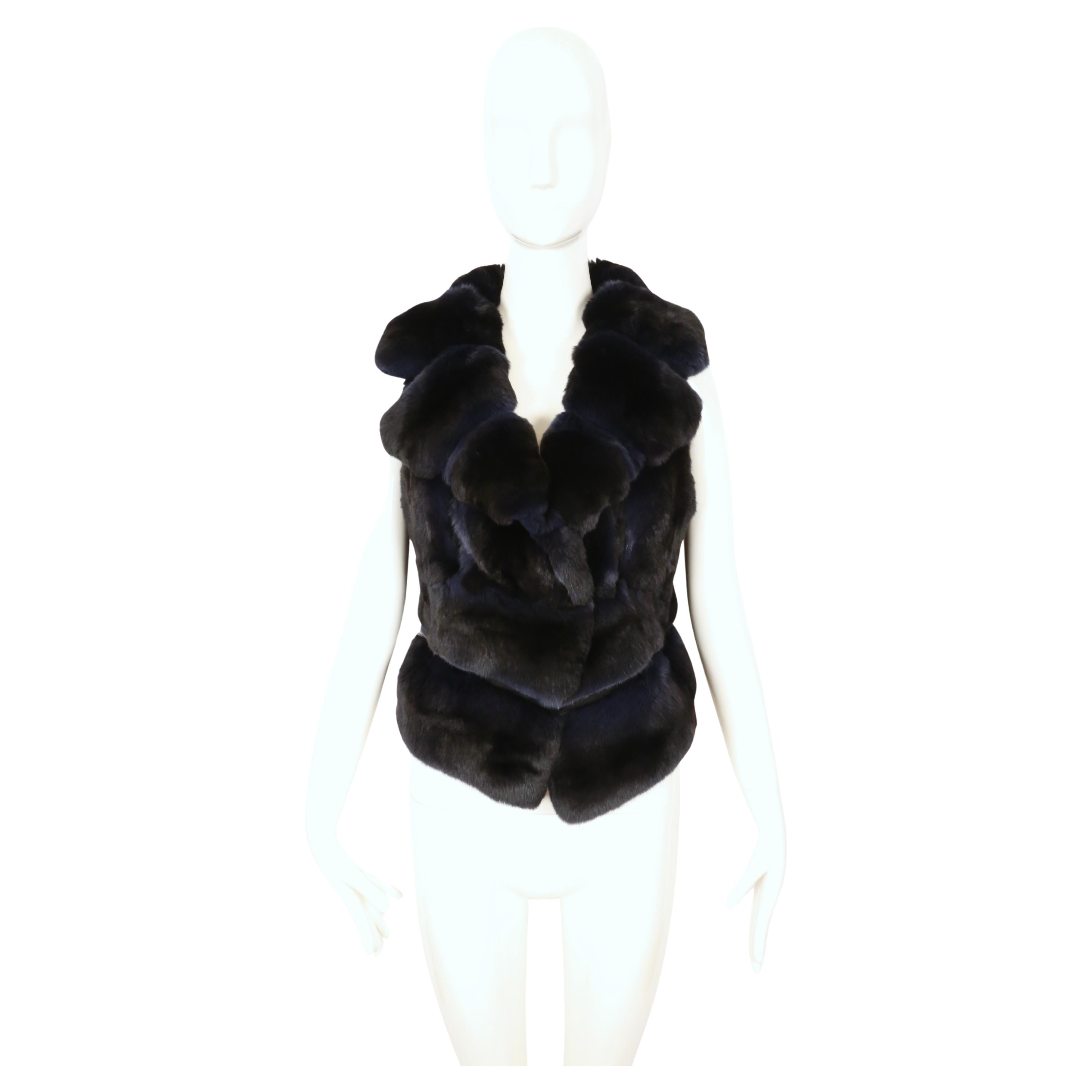 J. MENDEL chaleco de piel de chinchilla azul y negro Negro en venta