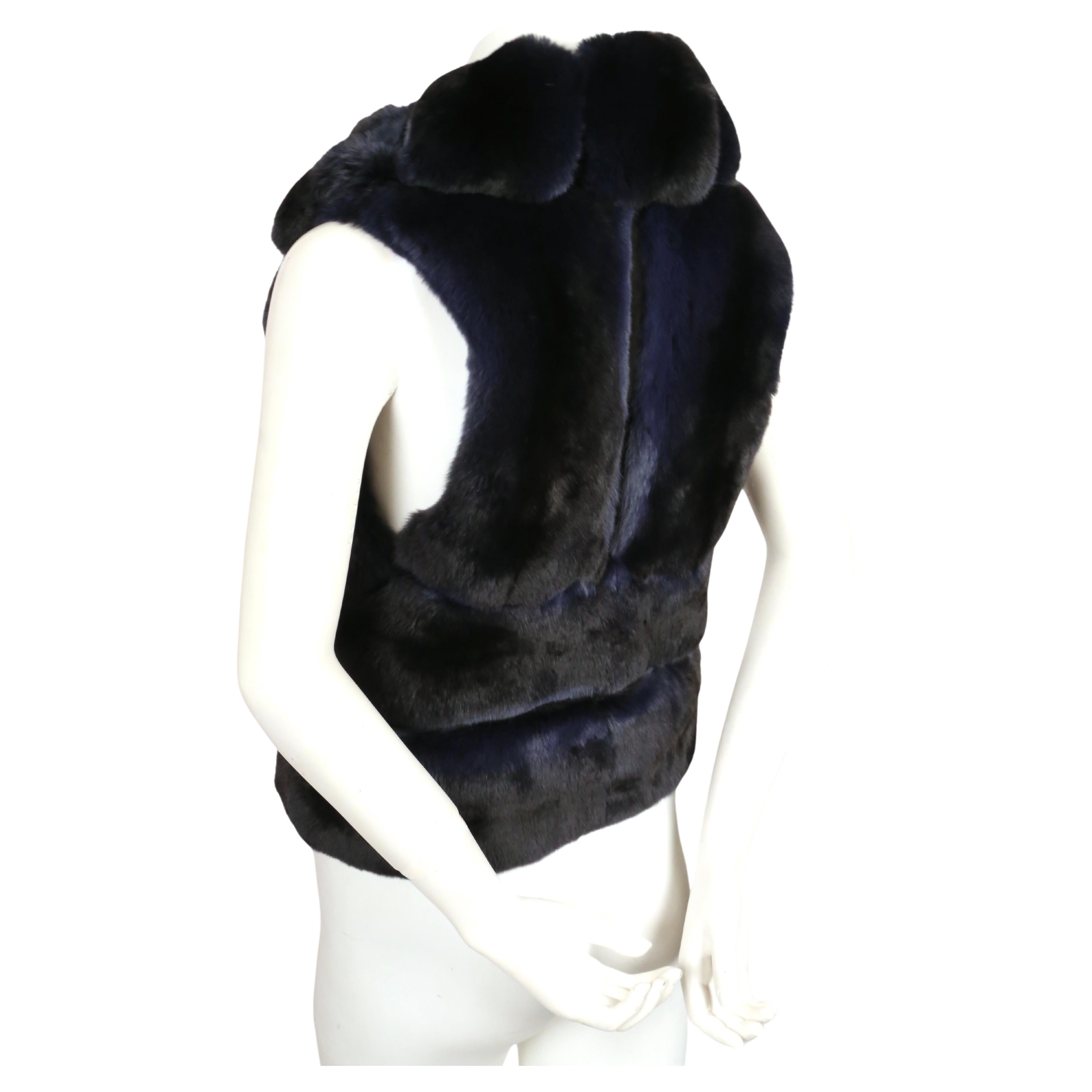 Women's or Men's J. MENDEL blue & black Chinchilla fur vest For Sale