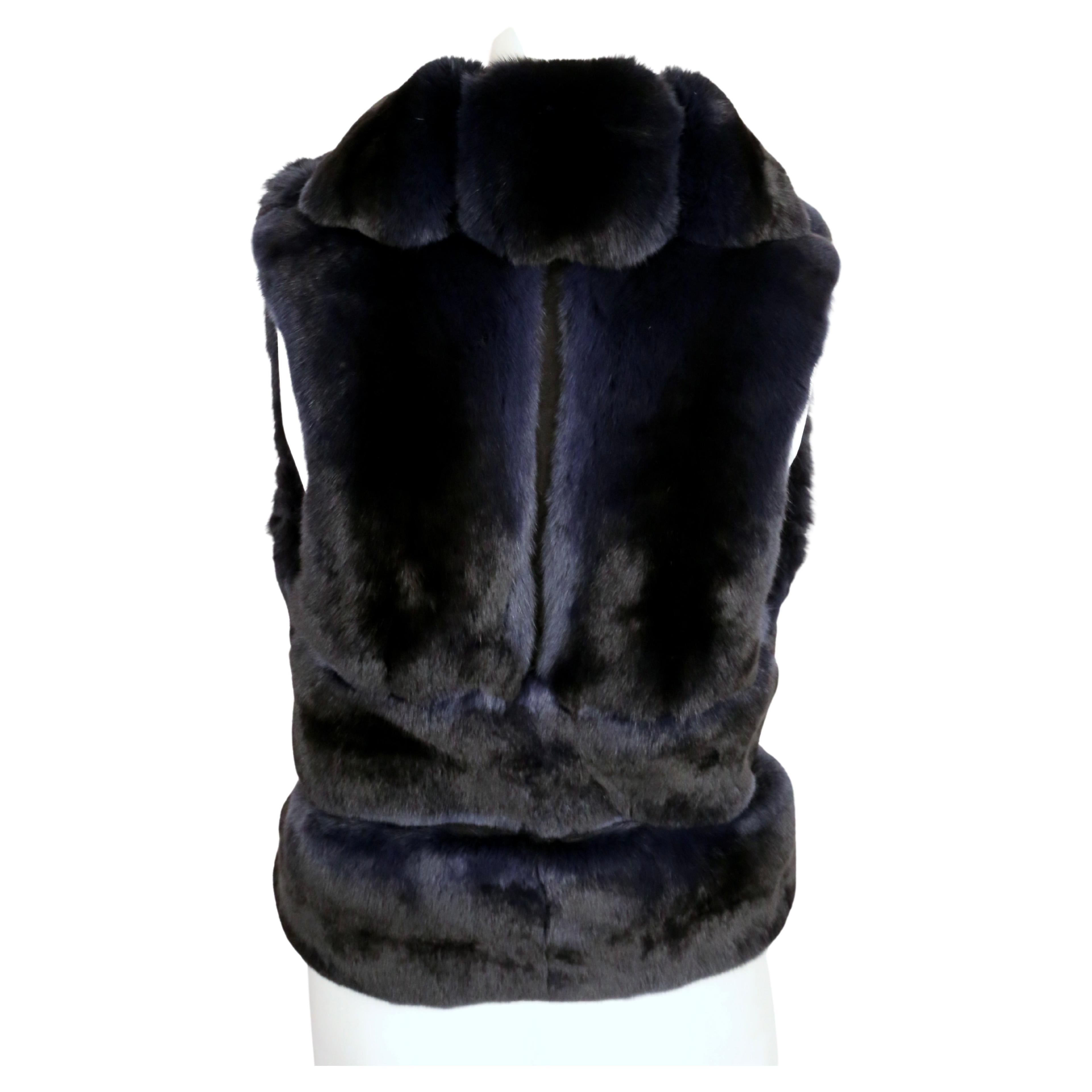 J. MENDEL blue & black Chinchilla fur vest For Sale 1