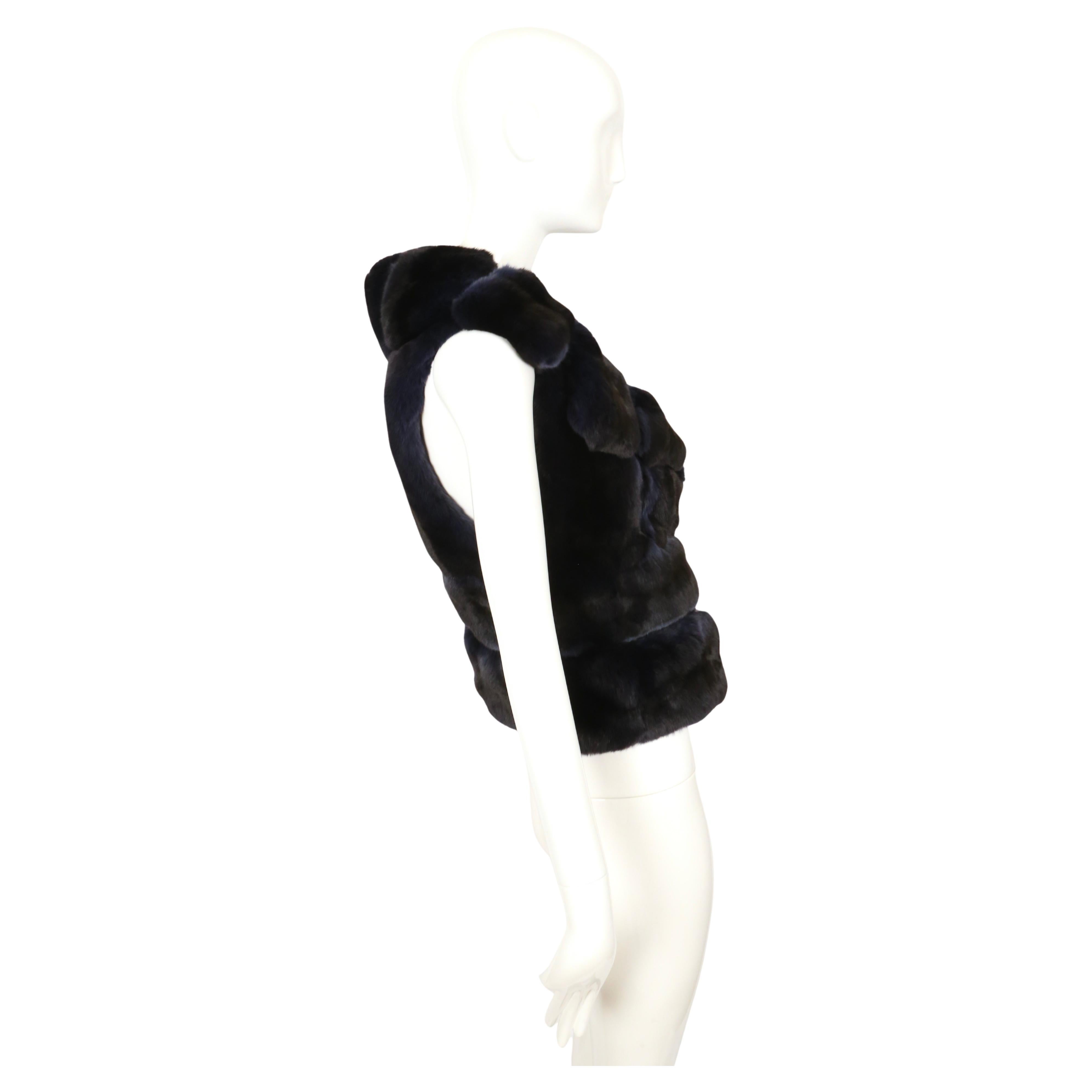Femenino o masculino J. MENDEL chaleco de piel de chinchilla azul y negro en venta