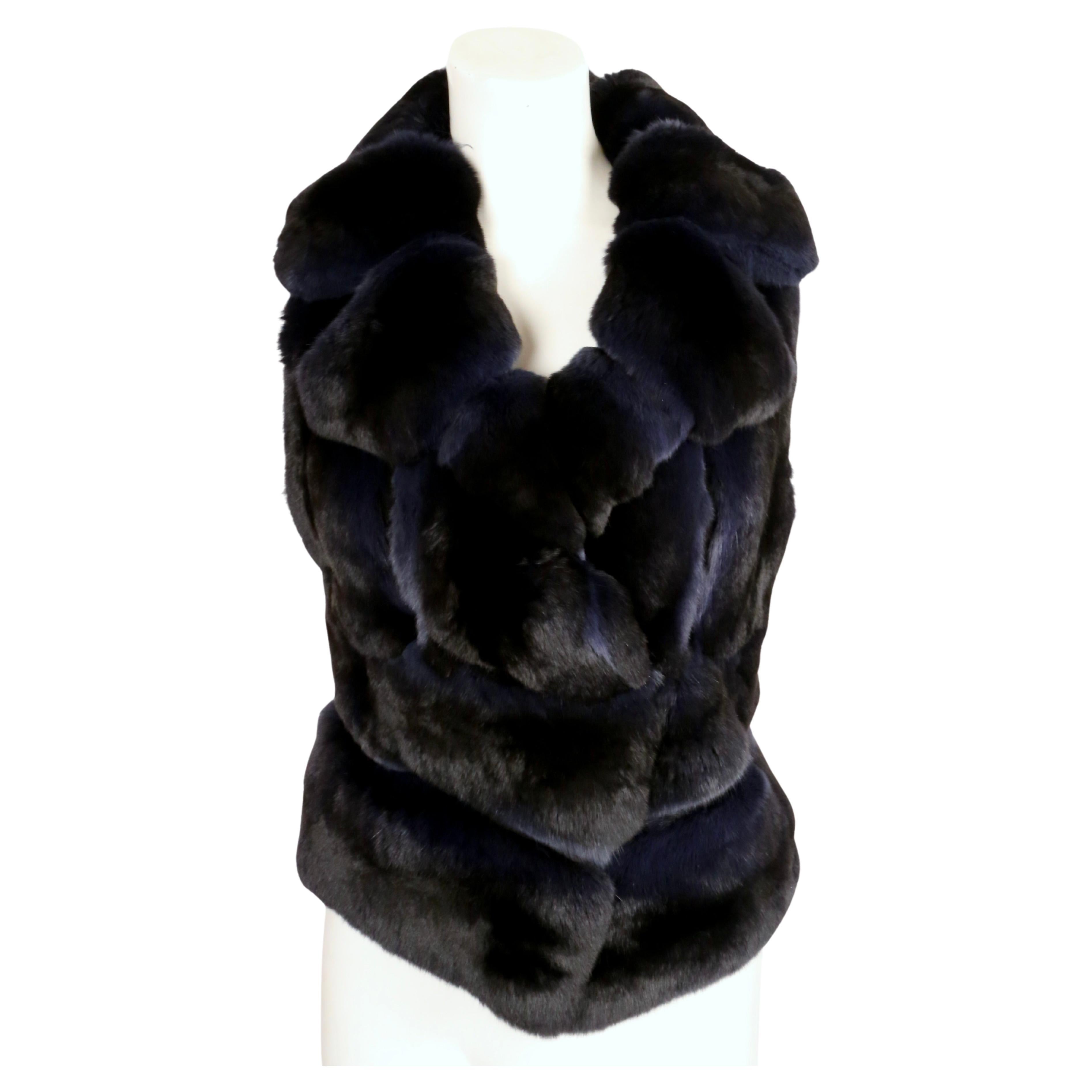 J. MENDEL blue & black Chinchilla fur vest For Sale