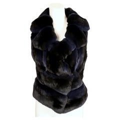 J. MENDEL blue & black Chinchilla fur vest