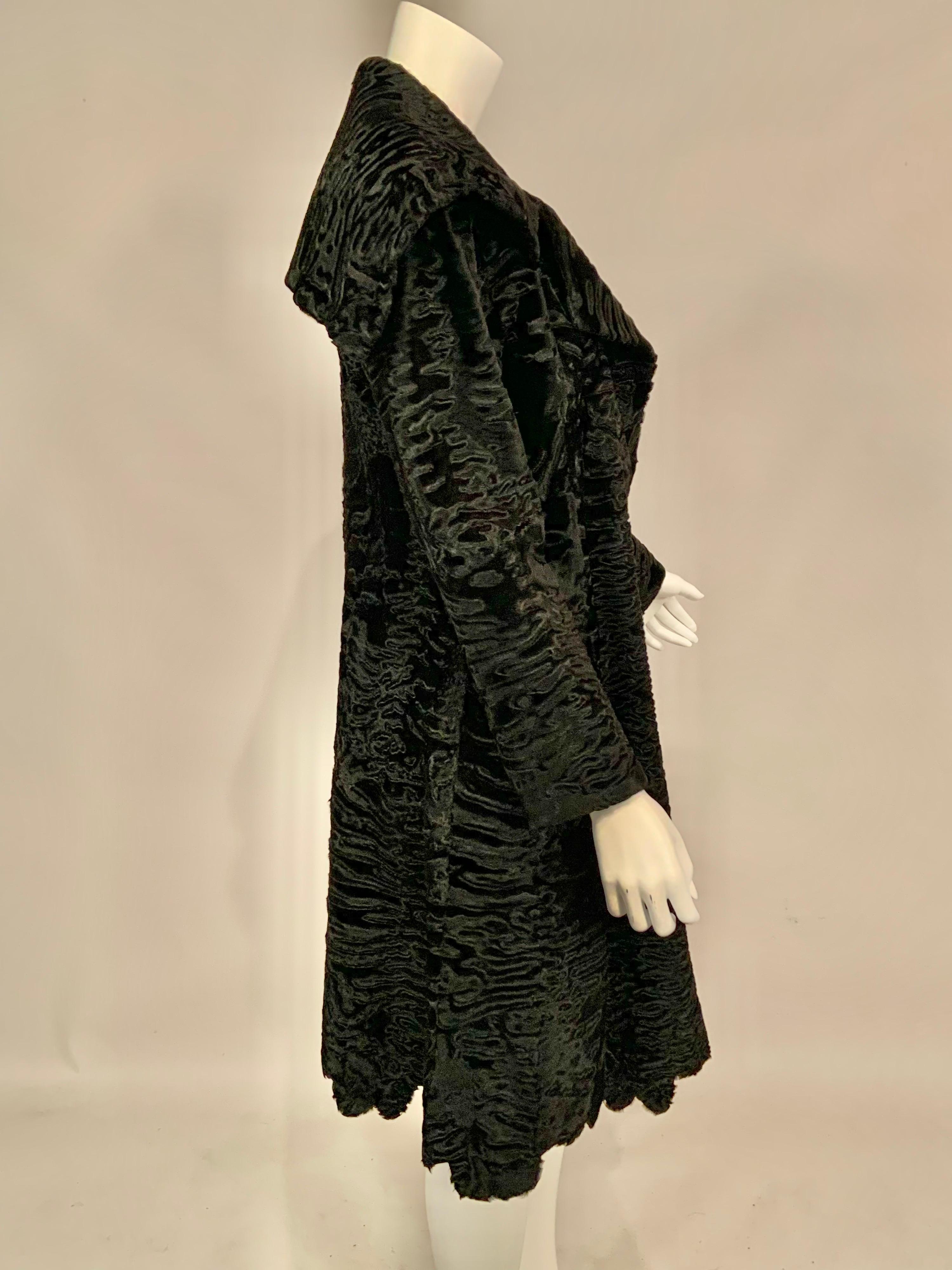 J. Mendel Black Swakara Coat Jagged Edge Hemline New Original Price Tag $23, 500 In New Condition In New Hope, PA