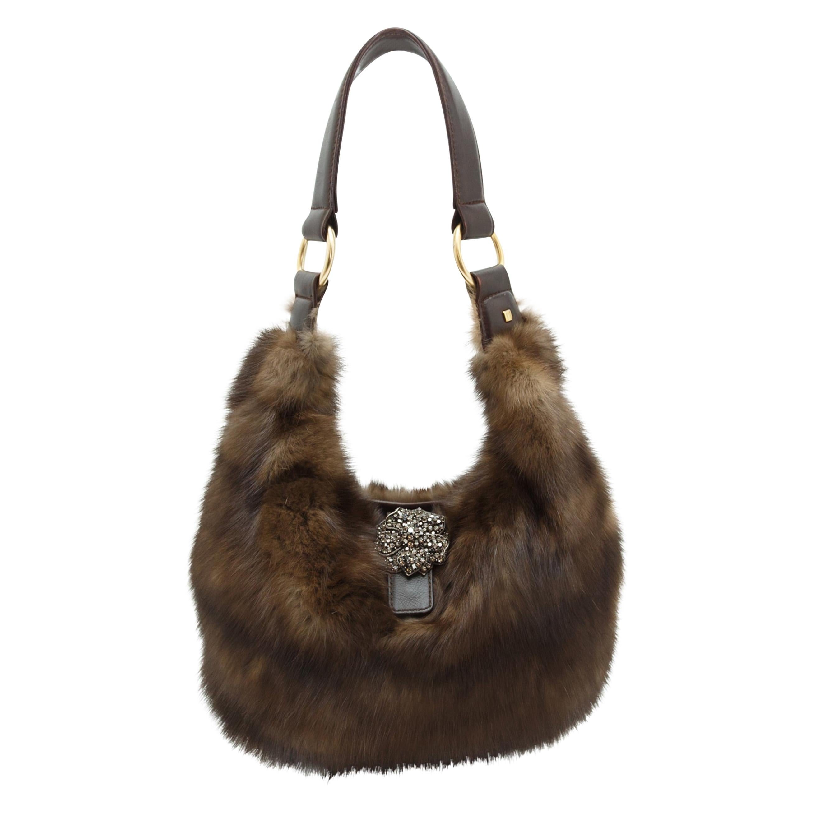 J. Mendel Brown Sable Fur Bag