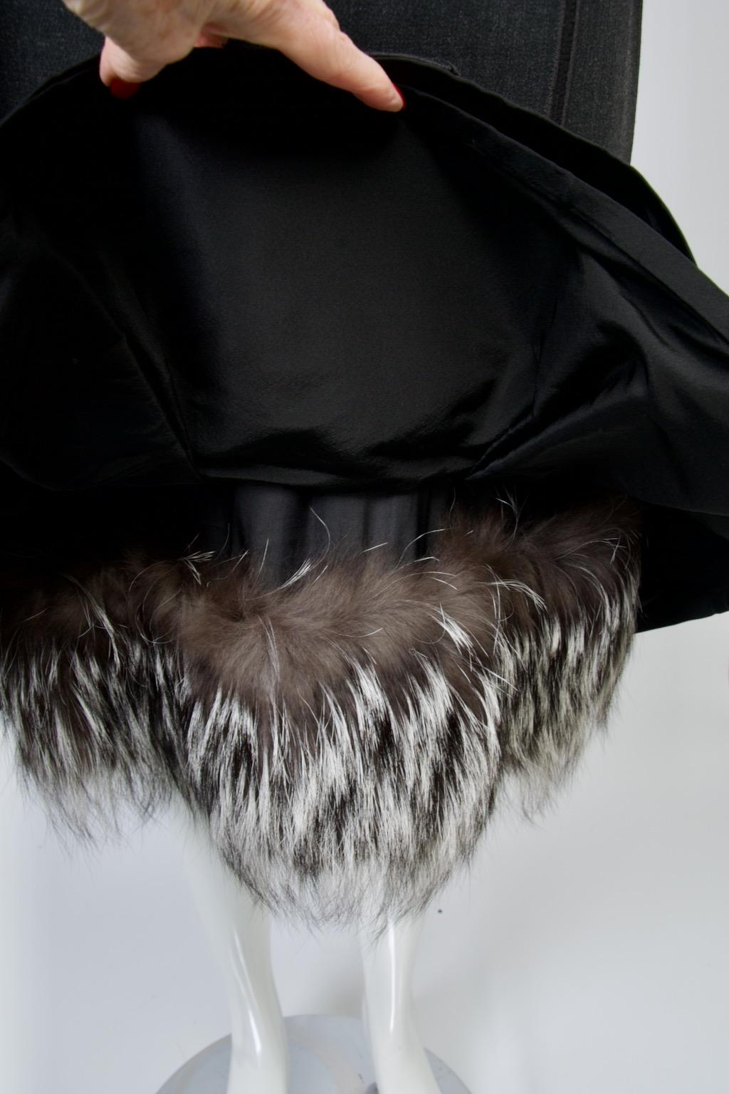 J. Mendel Charcoal Evening Dress with Fox For Sale 3