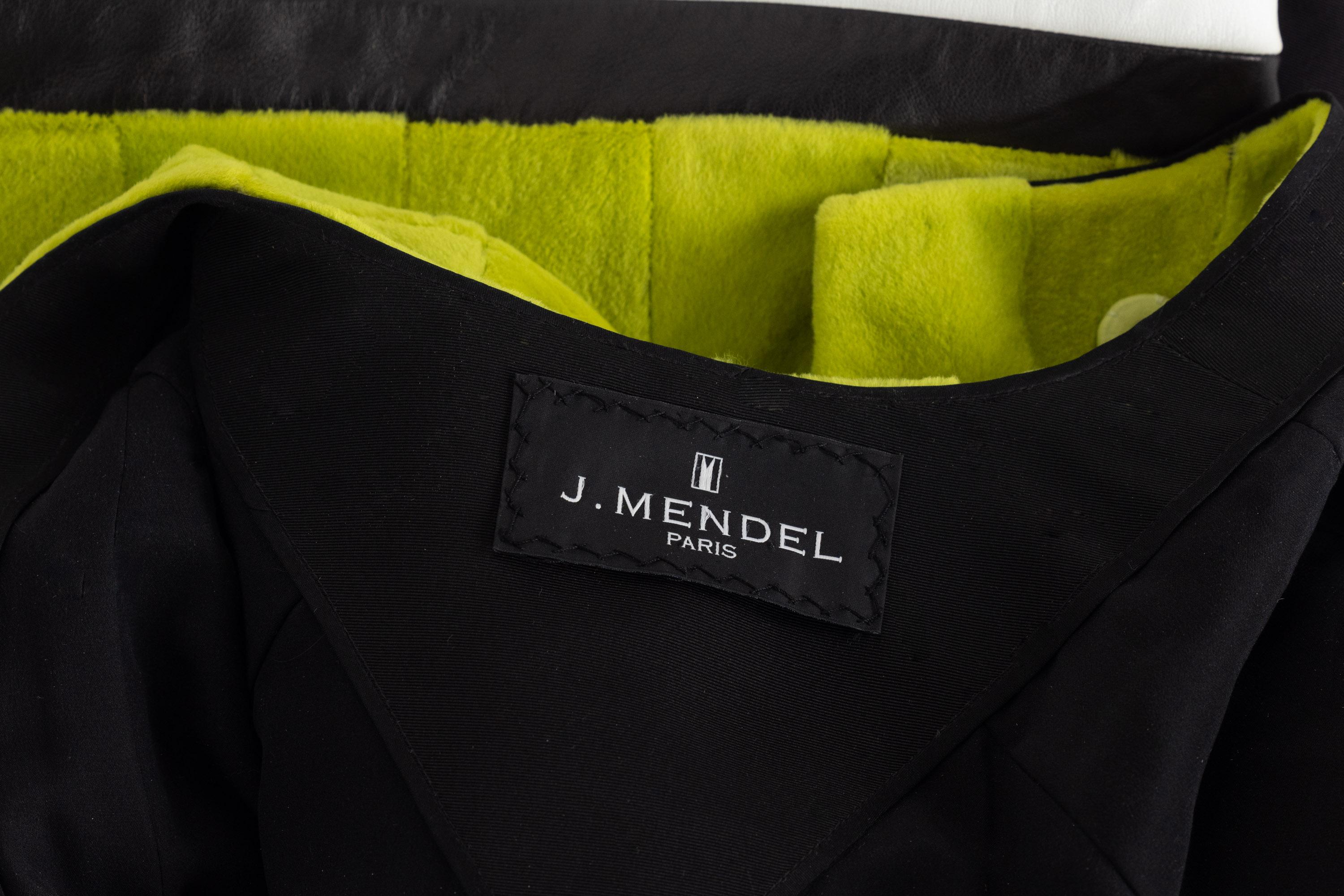 J. Mendel Chartreuse Green Fur & Leather Coat For Sale 6
