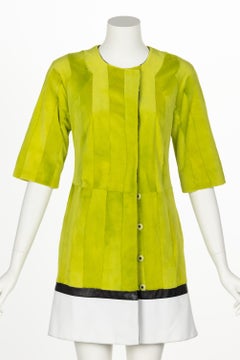 J. Mendel Chartreuse Green Fur & Leather Coat