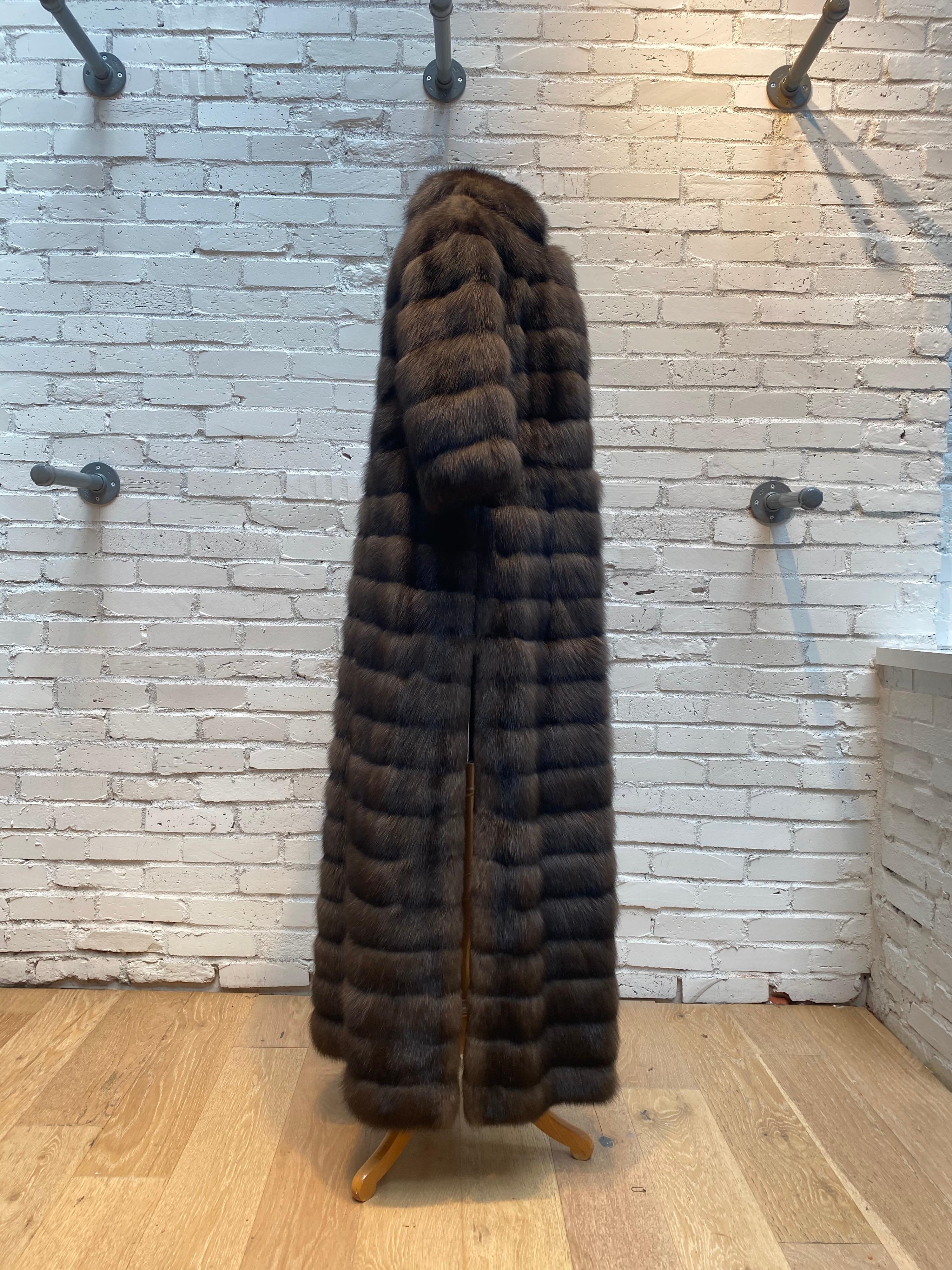 J Mendel 2 piece Sable Mink Fur coat. The top can be worn seperately as a bolero style cropped fur jacket. The bottom like a skirt can be taken off or worn to create a full length fur coat. The whole fur is convertible from full to crop style. One