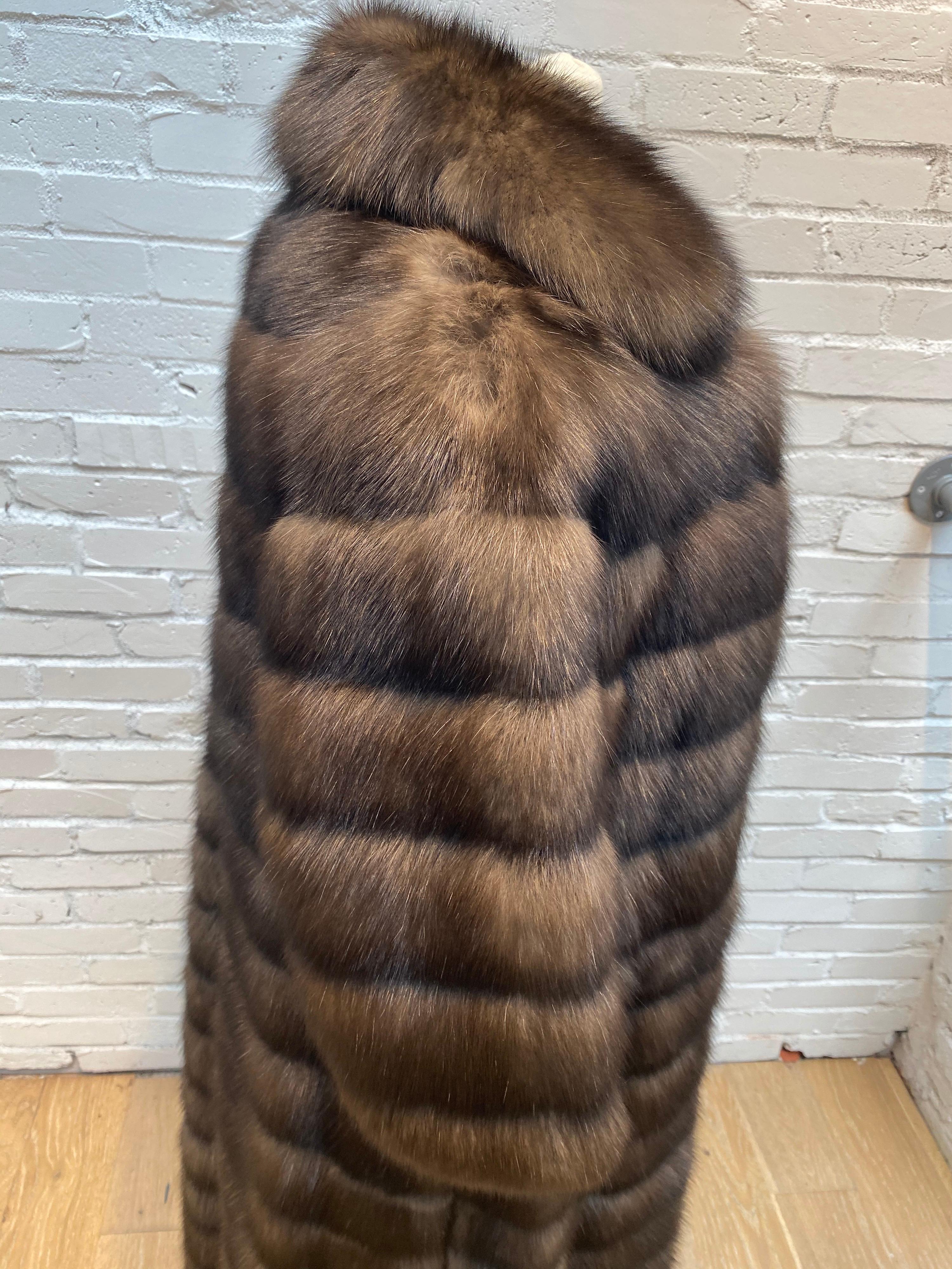 Black J Mendel Convertible brown sable fur coat 