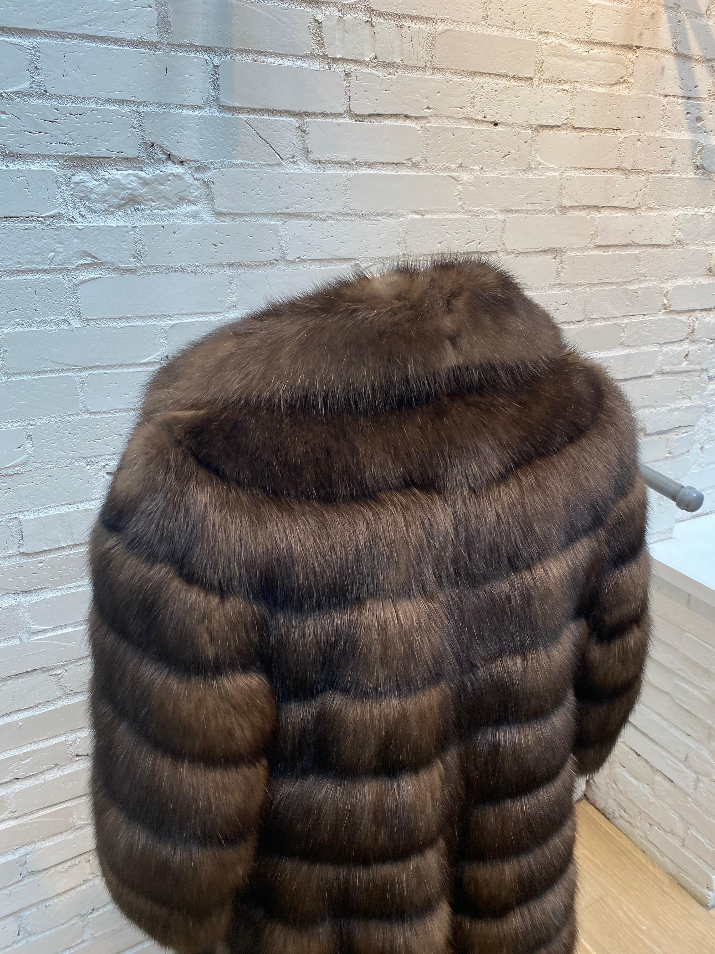 Women's or Men's J Mendel Convertible brown sable fur coat 