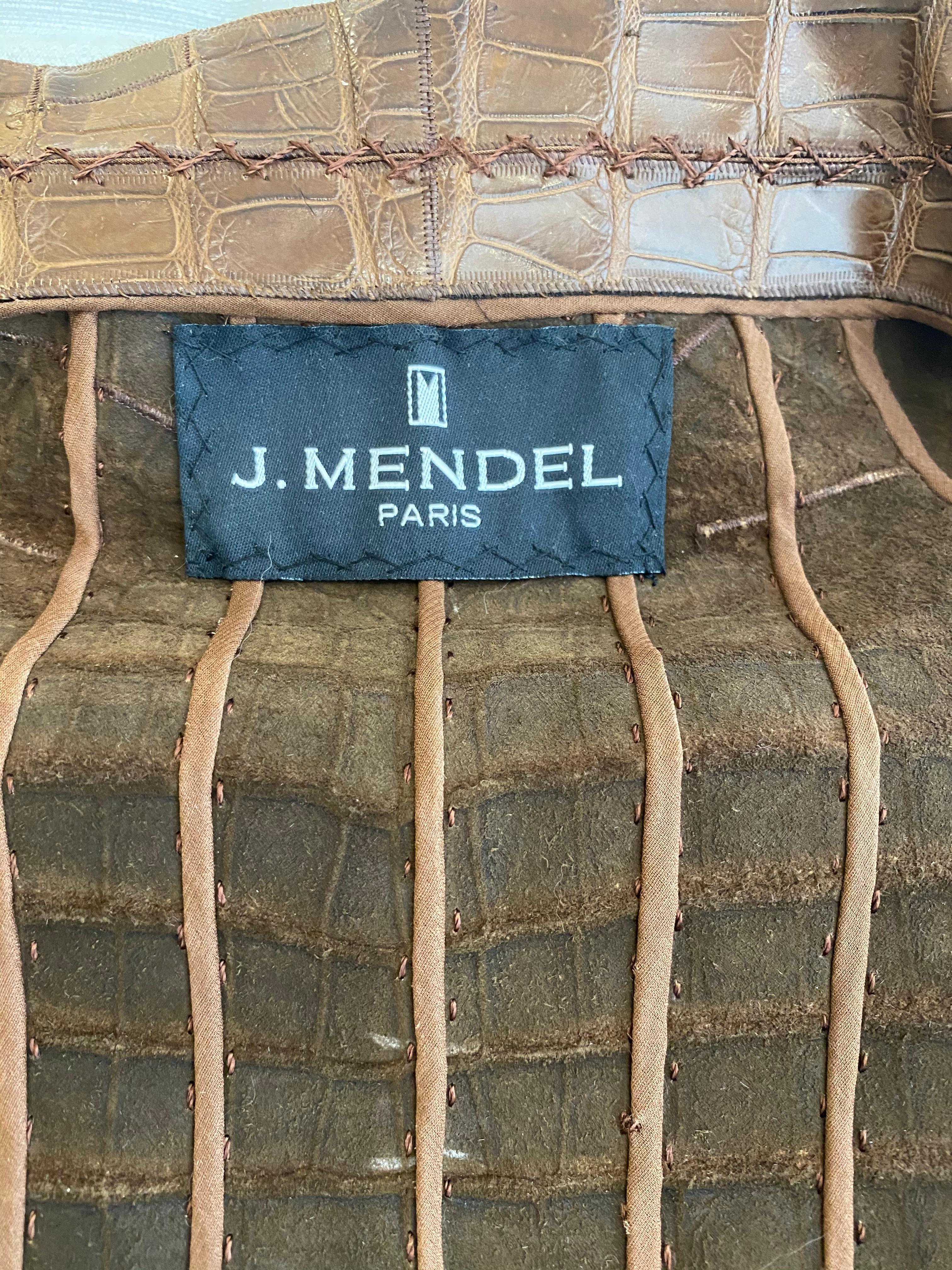 Women's J Mendel Crocodile Crop Jacket with Fur sleeve For Sale