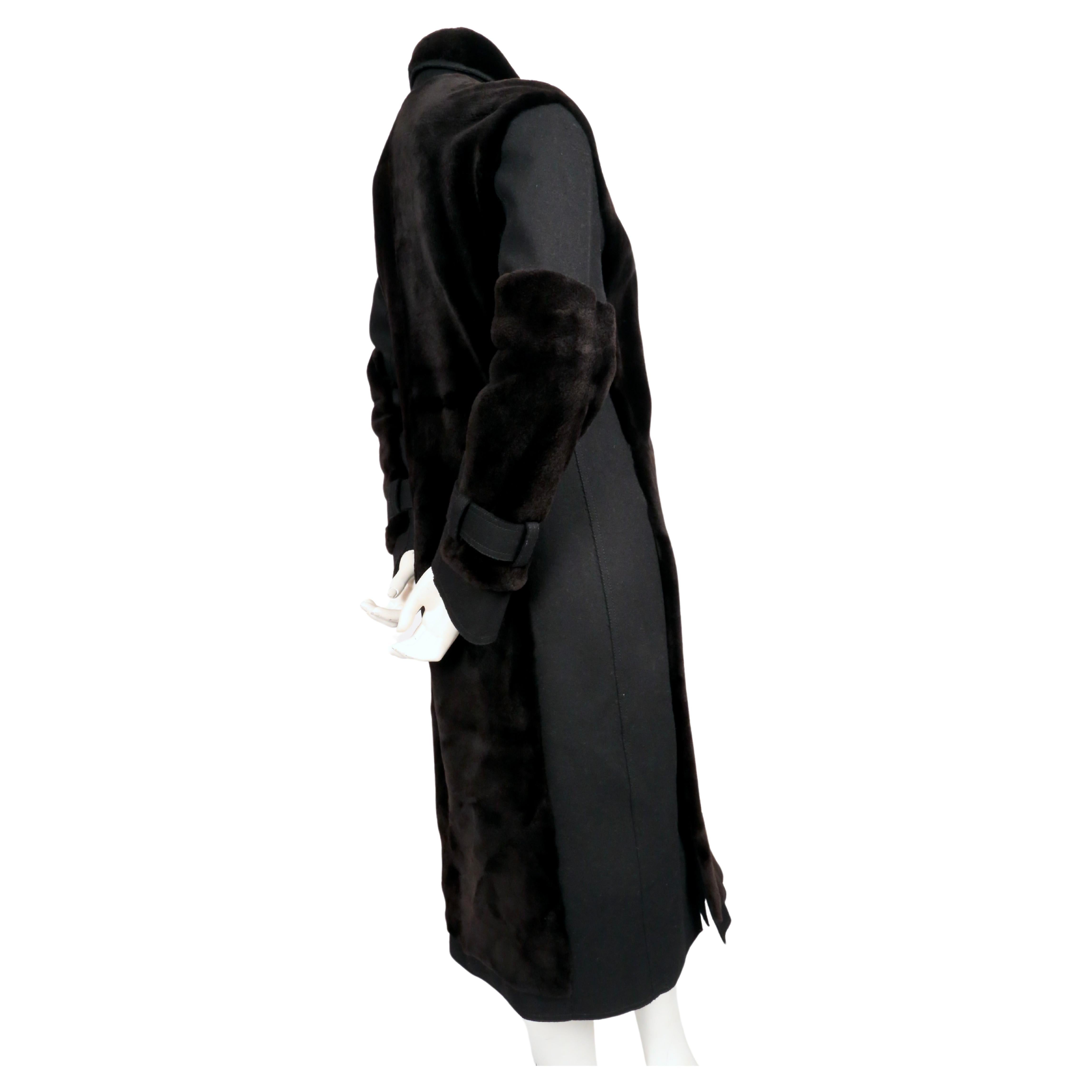 J. MENDEL dark brown mink fur coat with black wool panels For Sale 1