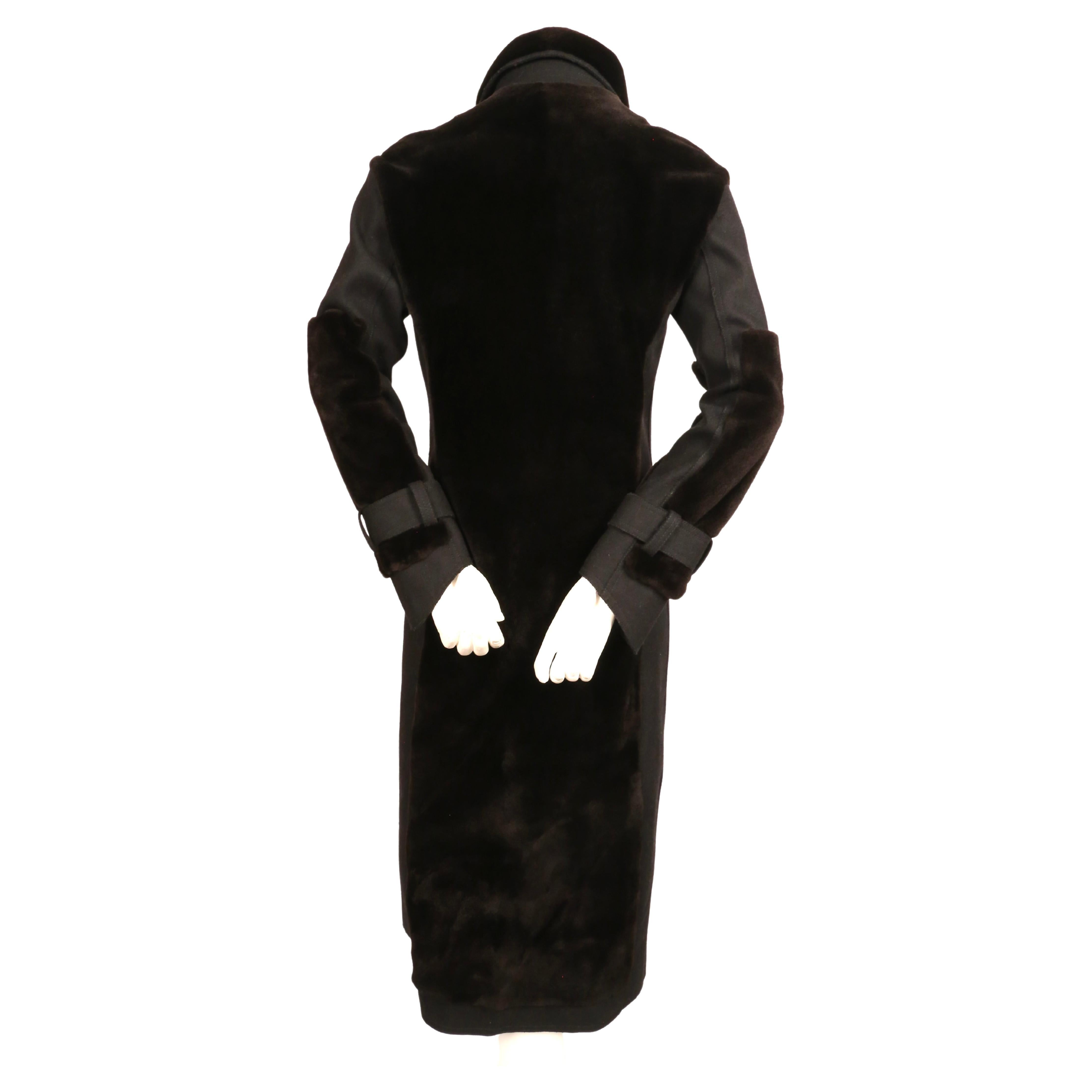 J. MENDEL dark brown mink fur coat with black wool panels For Sale 2