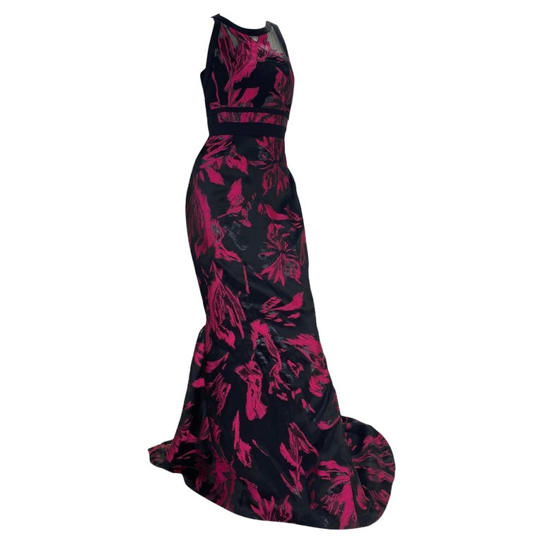 J Mendel Floral Jacquard Evening Long Dress Gown Size 8 J Mendel Floral Jacquard Evening Long Dress Gown Size 8
