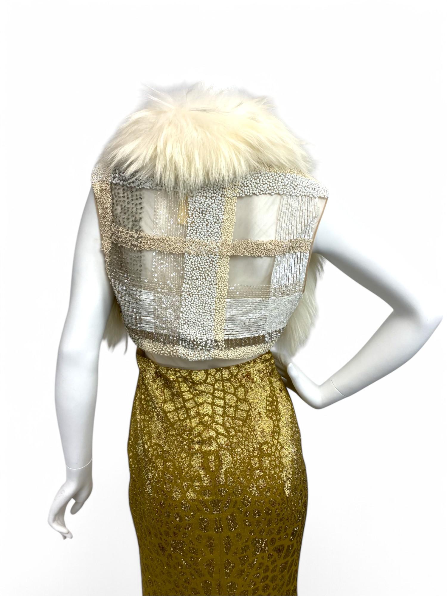 Women's J Mendel Fur and Silk Waistcoat Sz: 4 For Sale