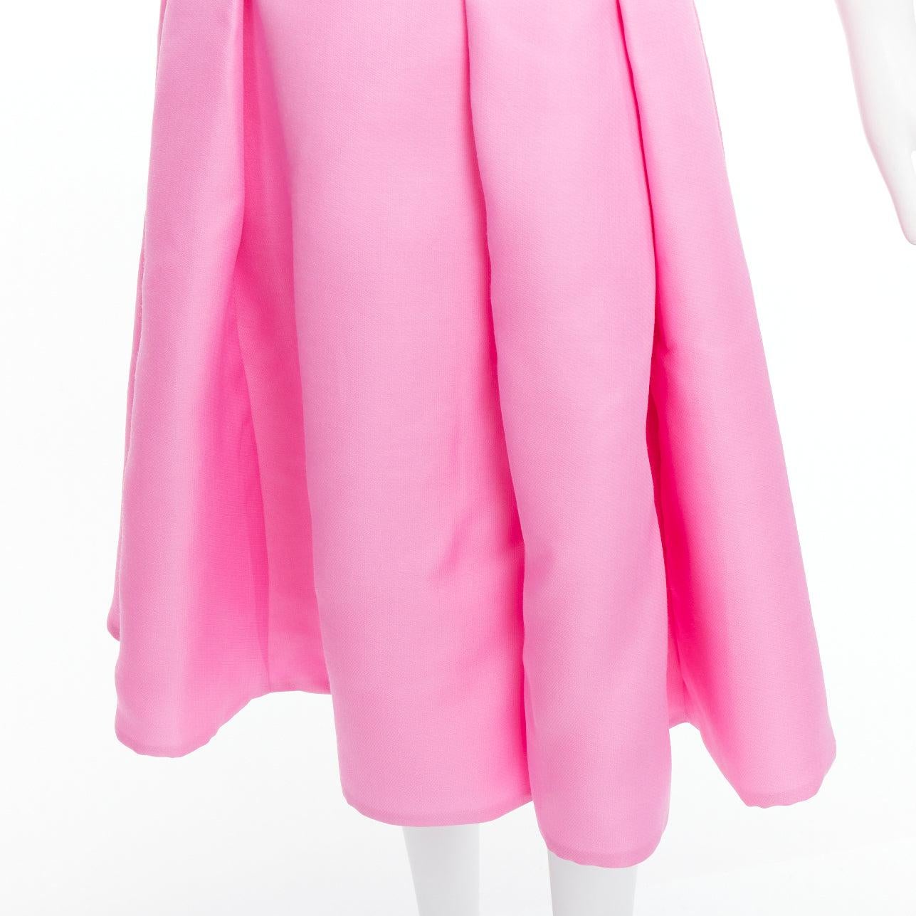 J MENDEL hot pink silk wool darted strapless fit flare knee dress US4 S 2