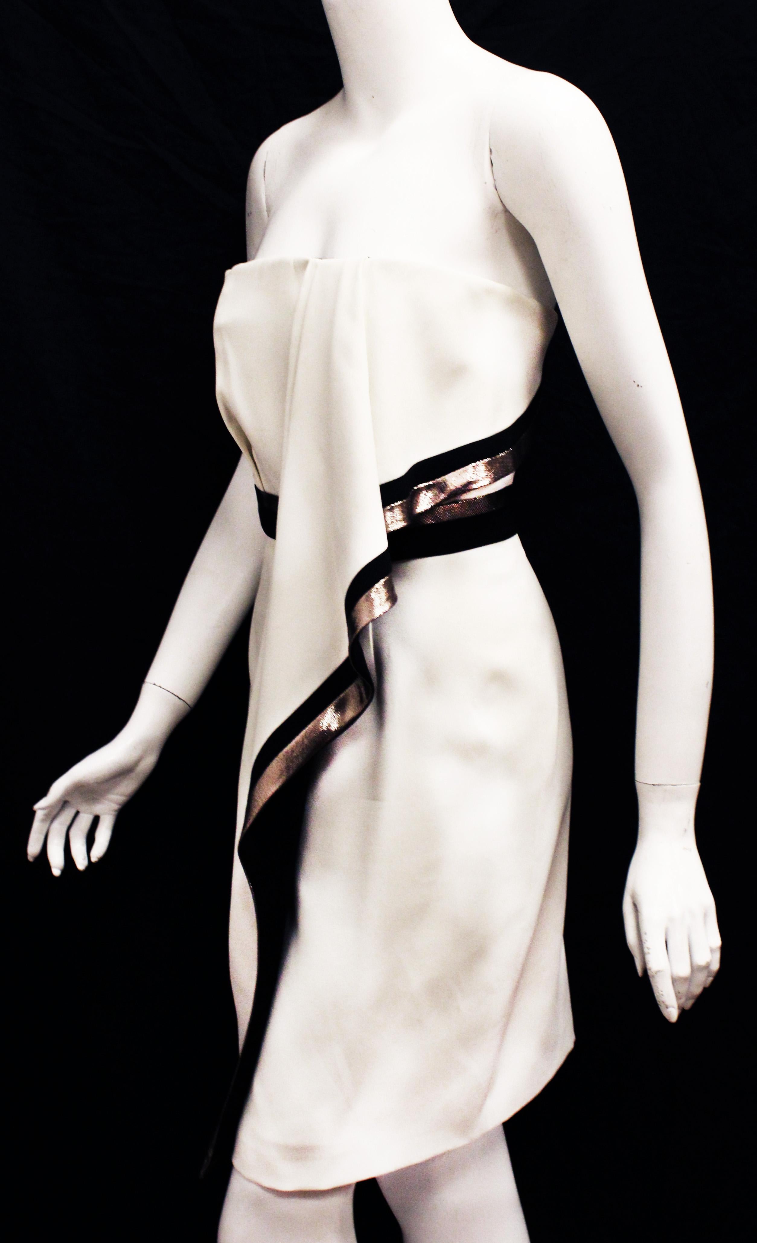 Gray J. Mendel Ivory Strapless Asymmetric Cocktail Dress For Sale
