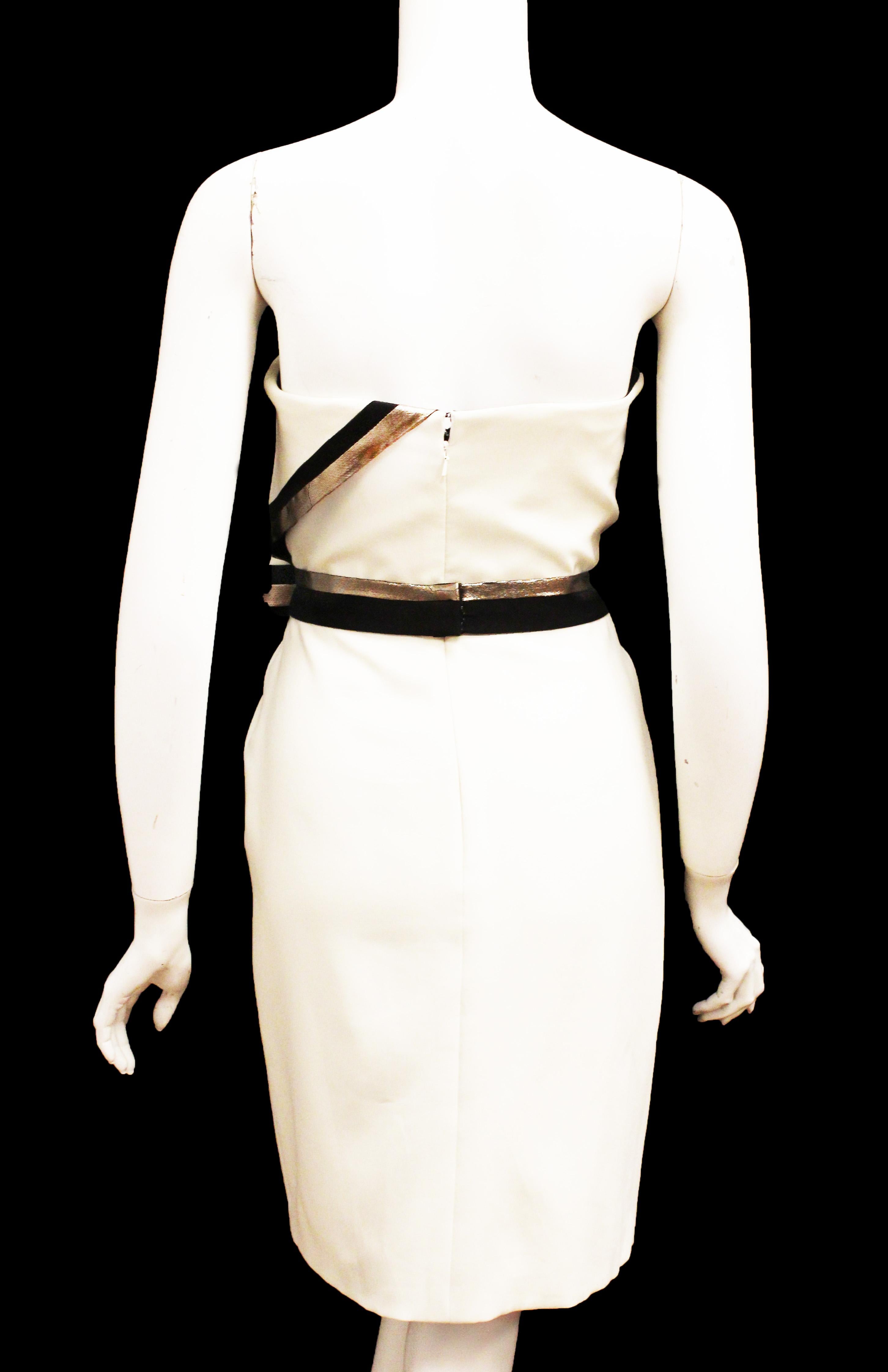 J. Mendel Ivory Strapless Asymmetric Cocktail Dress In Excellent Condition For Sale In Palm Beach, FL
