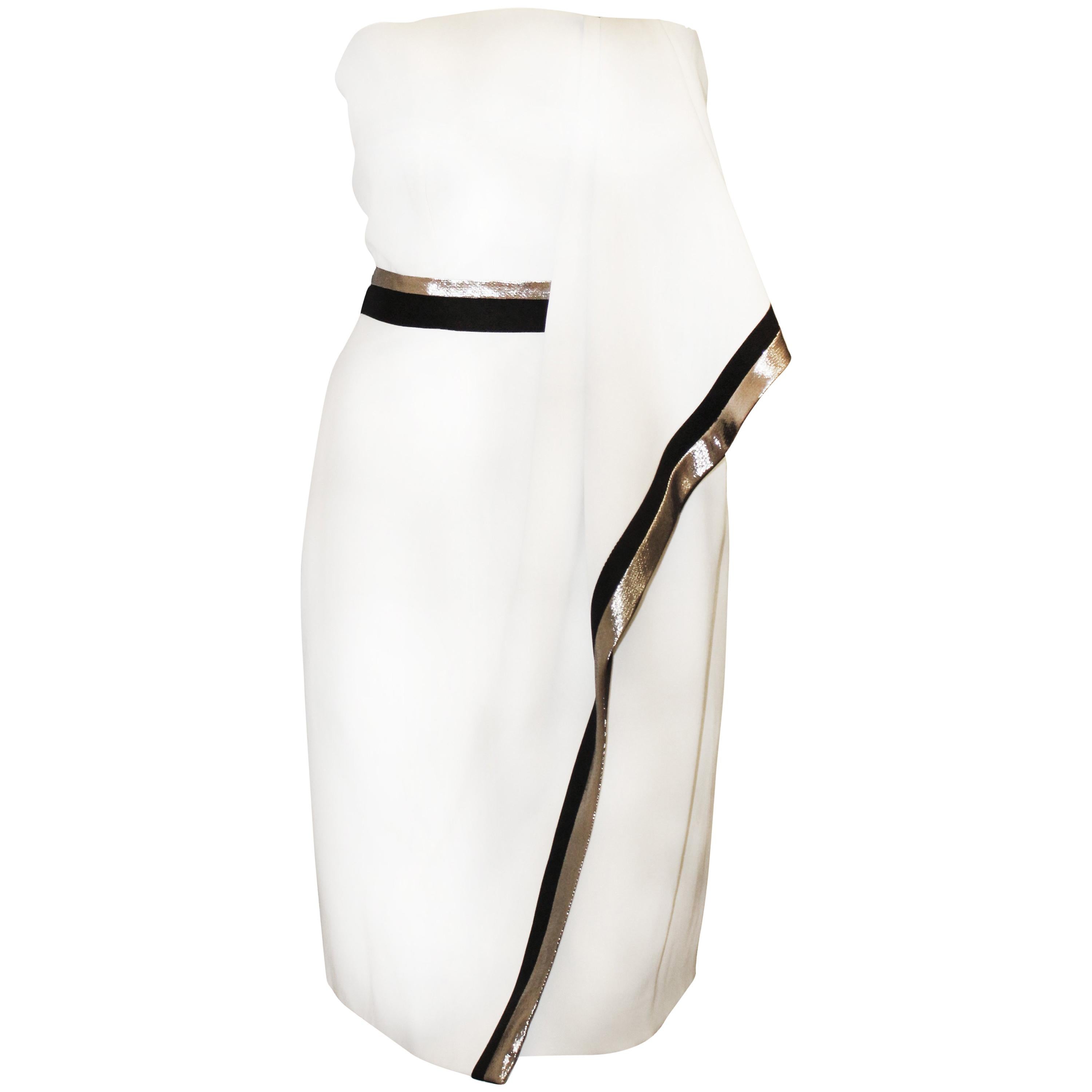 J. Mendel Ivory Strapless Asymmetric Cocktail Dress For Sale