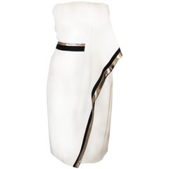 J. Mendel Ivory Strapless Asymmetric Cocktail Dress