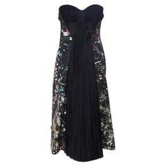J Mendel Multicolor Printed Crepe Front Pleat Detail Strapless Dress S