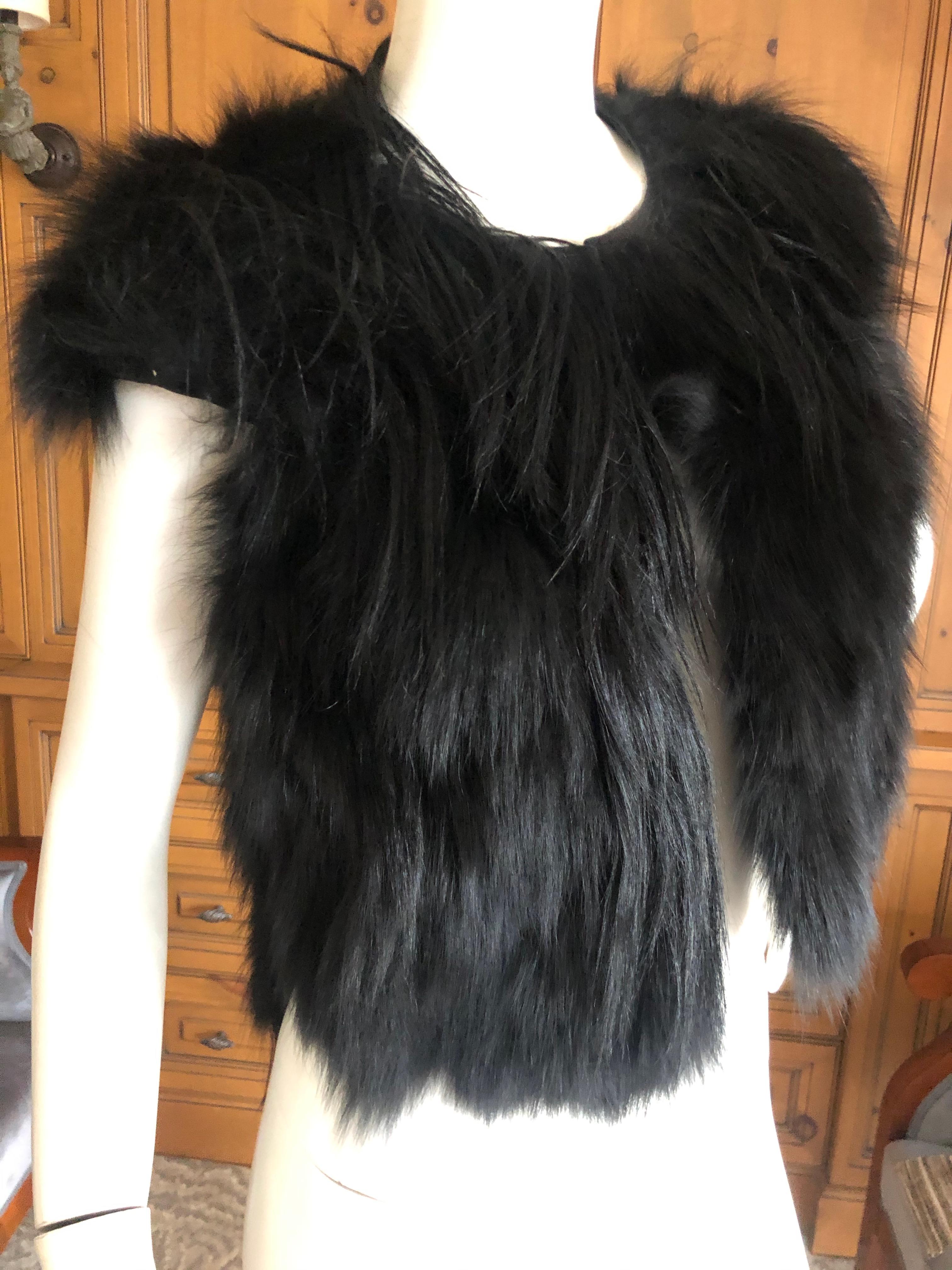 J. Mendel Paris Black Fox Fur Vest In Excellent Condition For Sale In Cloverdale, CA
