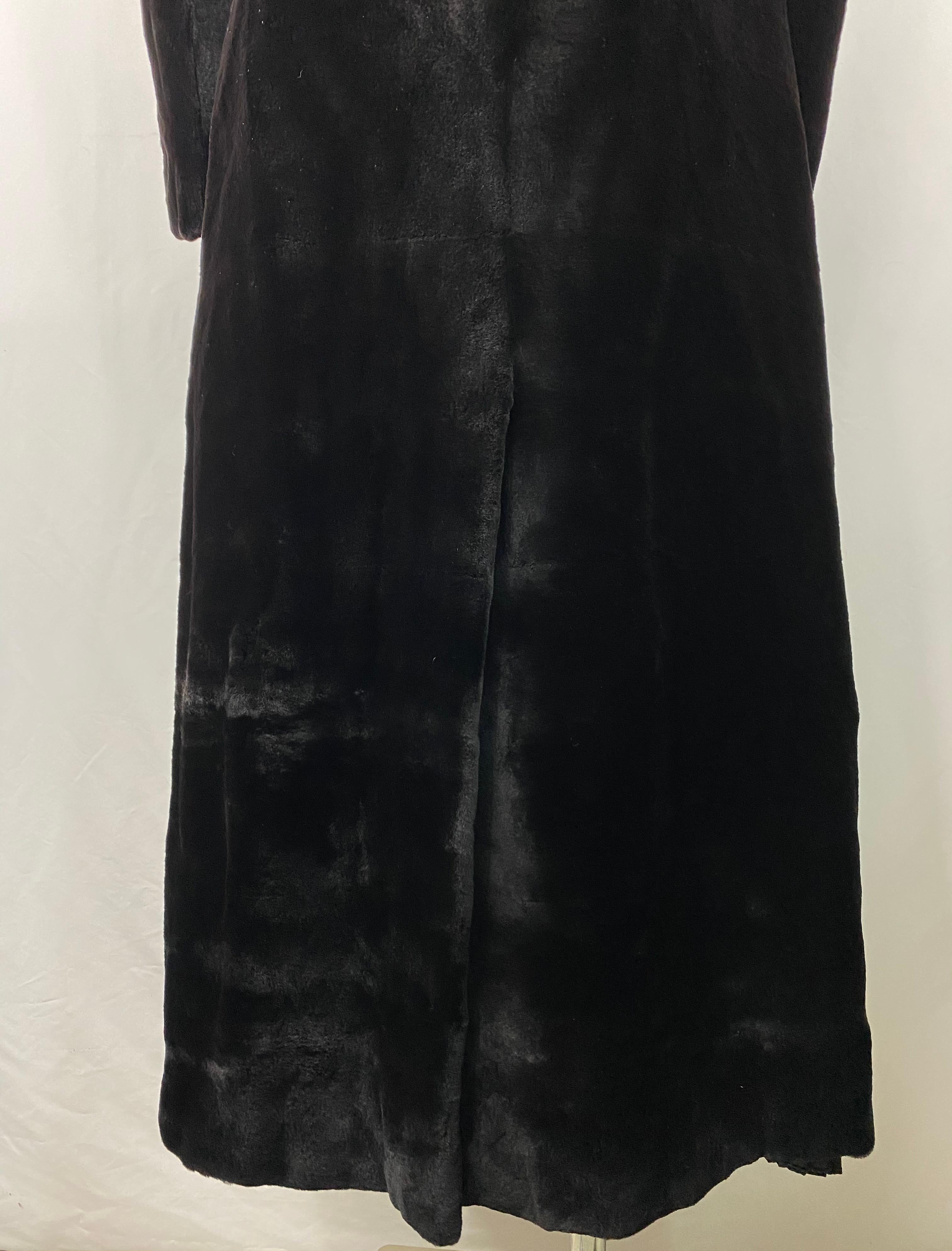 J. Mendel Paris Black Sheared Mink Fur Maxi Coat w/ Belt  In Excellent Condition In Beverly Hills, CA