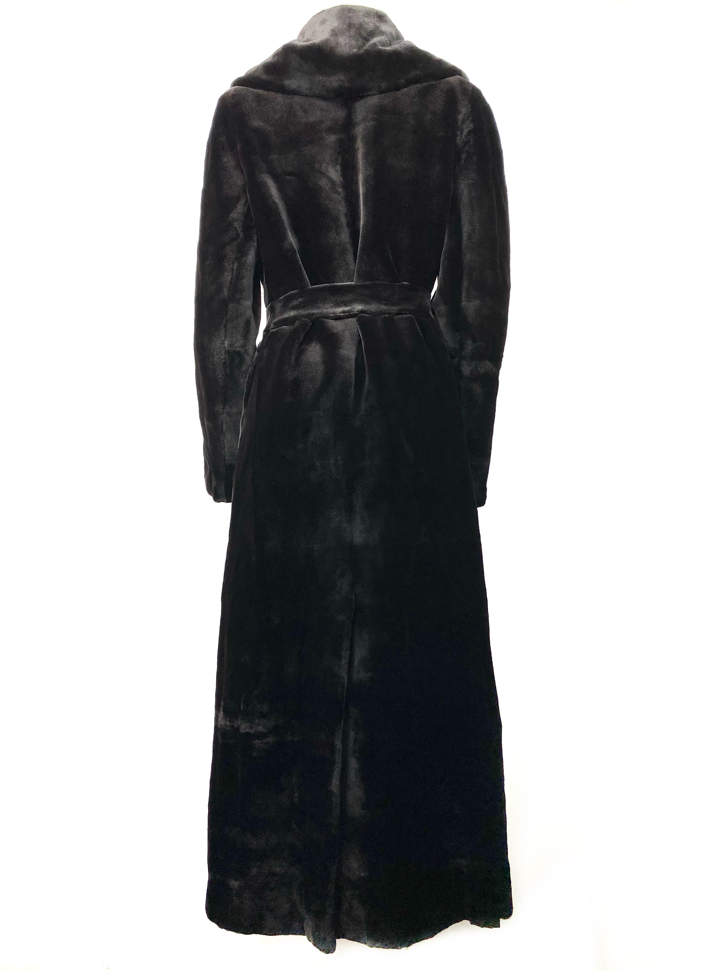 Women's or Men's J. Mendel Paris Black Sheared Mink Fur Maxi Coat w/ Belt 