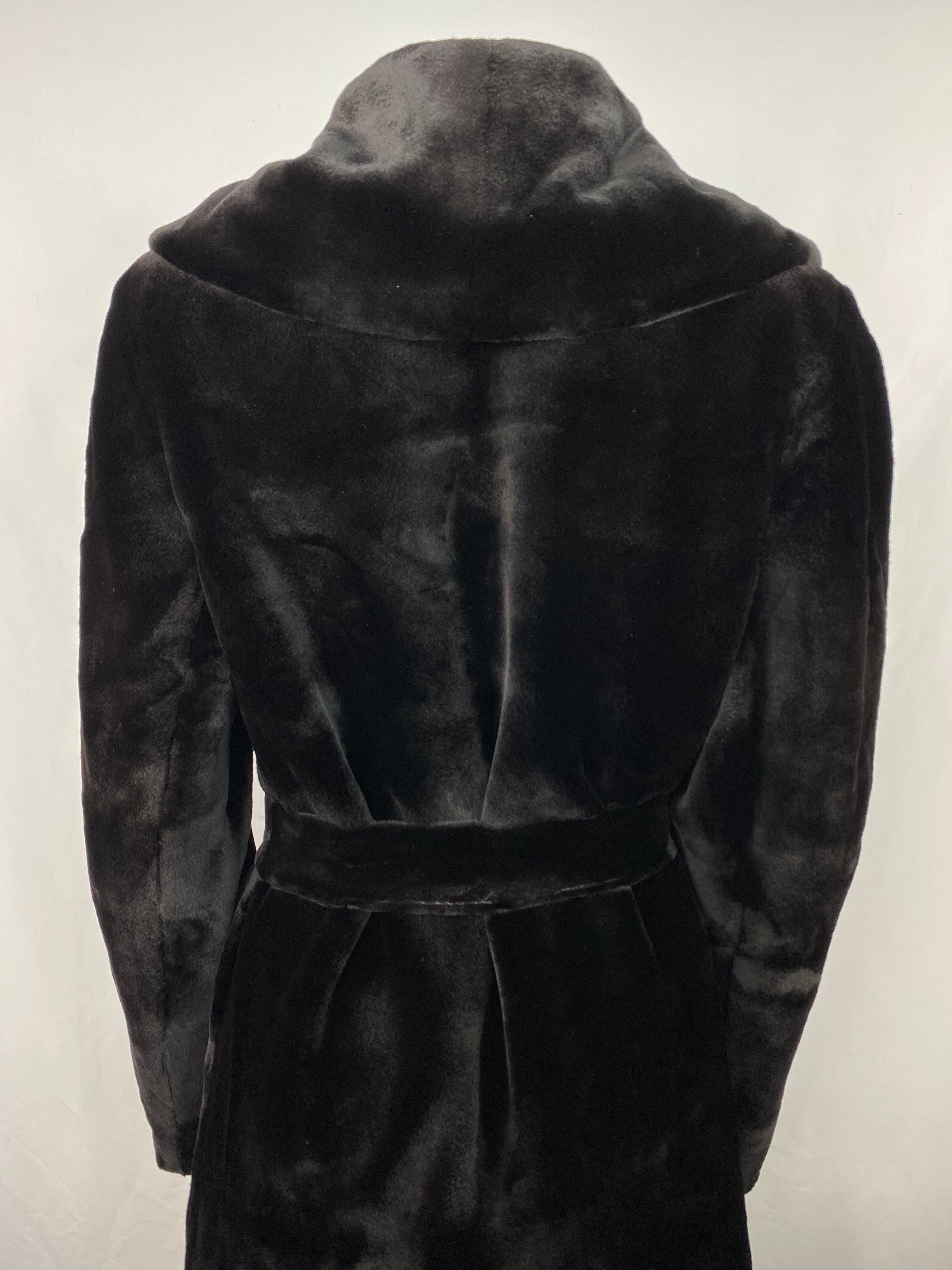 J. Mendel Paris Black Sheared Mink Fur Maxi Coat w/ Belt  1