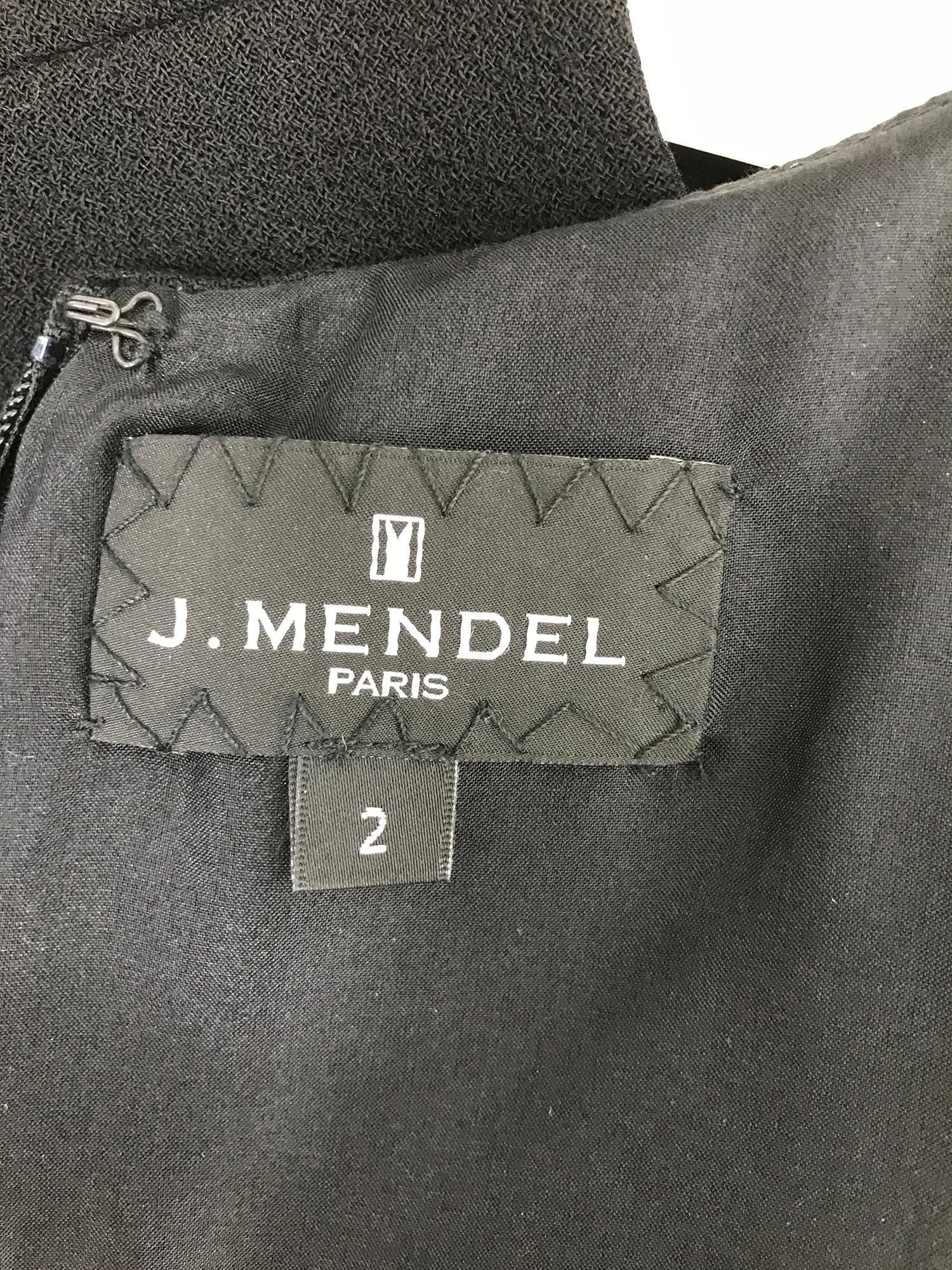 J. Mendel Paris Black Wool & Leather Sheath Dress  4