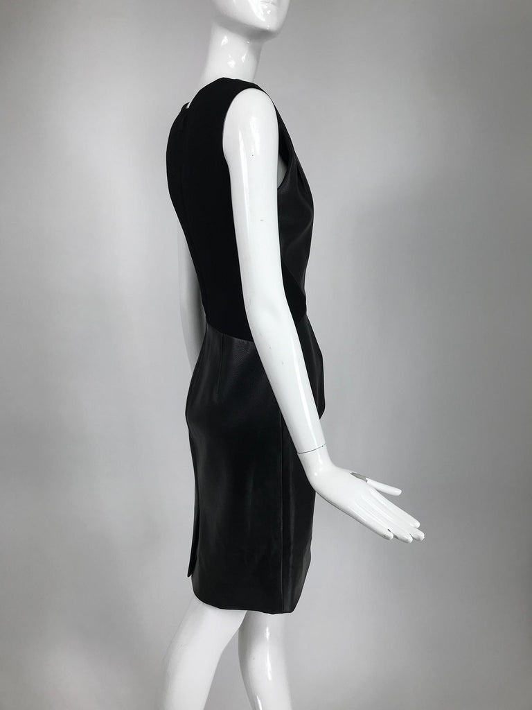 J. Mendel Paris Black Wool and Leather Sheath Dress For Sale at 1stDibs