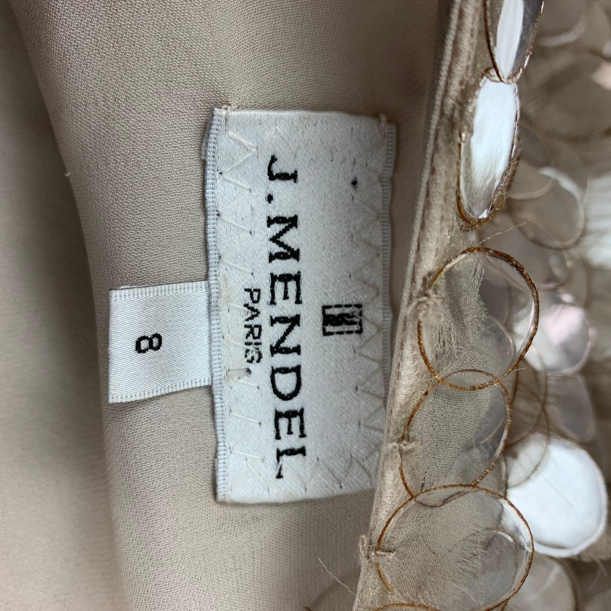 Women's J. MENDEL Size 8 Taupe Polyamide Silk Paillette Shift Dress