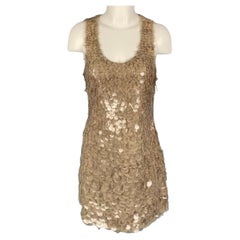 J. MENDEL Size 8 Taupe Polyamide Silk Paillette Shift Dress