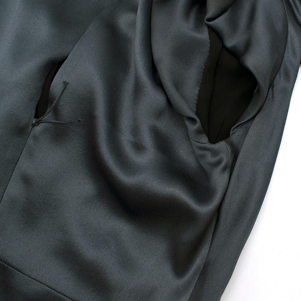 Black J. Mendel slate blue silk draped dress	Size US 4  For Sale
