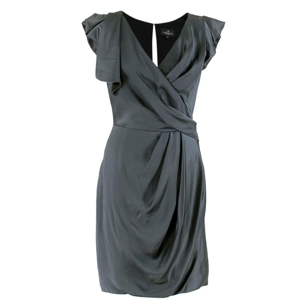 J. Mendel slate blue silk draped dress	Size US 4  For Sale