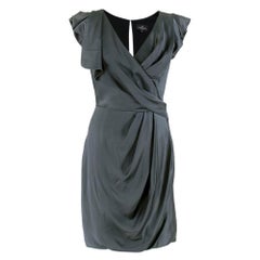 J. Mendel slate blue silk draped dress	Size US 4 